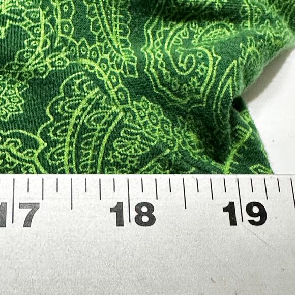 Lane Bryant Shirt Women Size 14W Green Paisley Long Sleeves VNeck Cotton Stretch - Picture 6 of 6